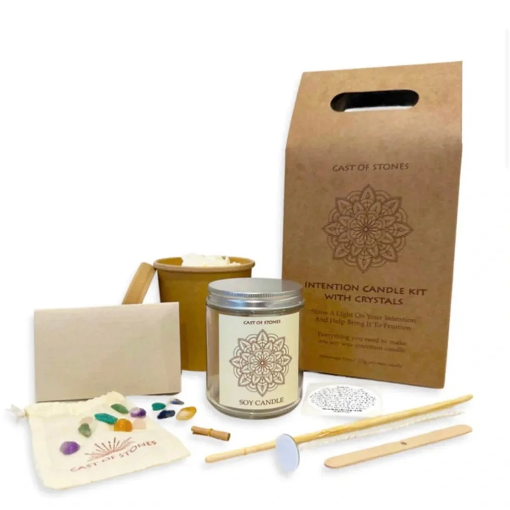 Cast of Stones Intention Candle Kit with Crystals | DIY Soy Candle Making Set
